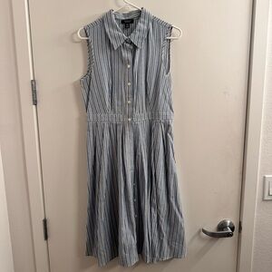 Jones & Co Blue and White Striped Midi Dress